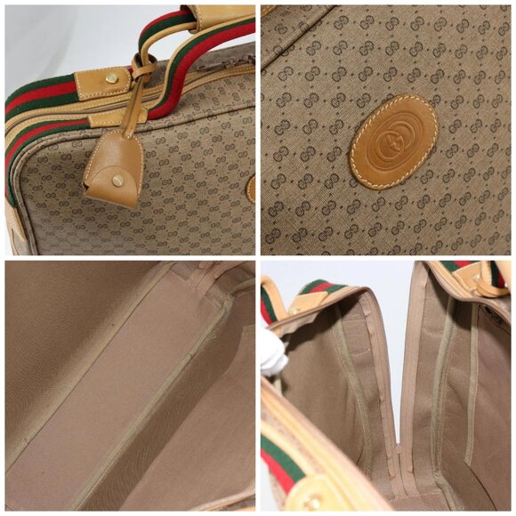 GUCCI Micro GG Supreme Web Sherry Line Bag PVC Beige - Picture 14 of 15